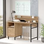 Robin Home Lidya Çalışma Masası Raflı Dolaplı Metal Ayaklı Sepet Kahverengi