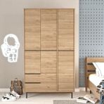 Robin Home Lidya Gardırop 3 Kapı 2 Çekmece Metal Ayaklı 196CM Sepet - Kahverengi