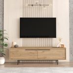 Robin Home Lidya Tv Ünitesi Sehpası Metal Ayaklı 160CM Sepet - Kahverengi