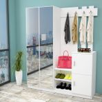 Robin Home Lina Aynalı Vestiyer Portmanto Ayakkabılık Beyaz