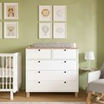 Robin Home Merlin Bebek Odası Çocuk Odası Şifonyer 5 Çekmece Ahşap Ayaklı Beyaz-Sepet - Beyaz - Ahşap