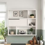 Robin Home Mutfak Salon Duvar Rafı Kitaplık 90cm Kapaklı Beyaz