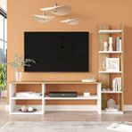 Robin Home Nexus Tv Ünitesi Tv Sehpası Kitaplıklı Beyaz-sepet Kahverengi