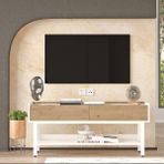 Robin Home Oslo Tv Ünitesi Sehpası Beyaz Metal Ayaklı 140 cm Sepet-Beyaz
