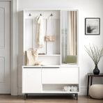 Robin Home Portmanto Vestiyer Ayakkabılık Aynalı Metal Ayaklı Beyaz