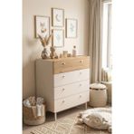 Robin Home Robinhome Bebek Odası Çocuk Odası Geniş Şifonyer 4 Çekmeceli Ahşap Ayaklı - Bej