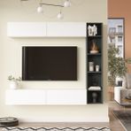 Robin Home Tara Tv Ünitesi Kitaplık Duvara Monte Beyaz-Antrasit - Gri