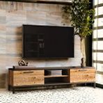Robin Home Tv Sehpası + Orta Sehpa Metal Ayaklı Çam 2'li Set Antrasit