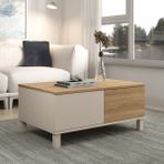 Robin Home Urban Orta Sehpa Ahşap Ayaklı 2 Çekmeceli Kumsal-Sepet - bej