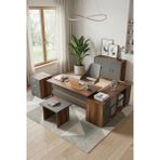 Robin Home Verona Abcef Ofis Büro Masa Takımı - Kahverengi