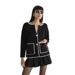 ROBİN Kadın Havuz Yaka, Uzun Kol, Slim Fit Hırka, Siyah, ST
