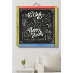 Robin Wood Dekoratif Ev Dekorasyon Ahşap Yazı Tahtası Kara Tahta Duvar Süsü Duvar Dekoru 60x60 Cm Çok Renkli