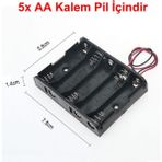 Robiz 5'li Aa Kalem Pil Kutusu Yuvası 7.5V Kablolu Kalem Pil Tutucu
