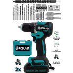 ROBLAST 36V 5Ah Çift Batarya Kömürsüz Motor 10mm Çelik Mandren Şarjlı Matkap 30 Parça Matkap