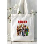 Roblox Oyun Baskılı Omuz Çantası Çift Taraflı Baskı Kişiye Özel Beyaz Model 4