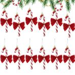 RobLuX 12 adet Noel şeker çubuğu asmak için ve 12 adet kırmızı kurdele şeker çubuğu Noel dekorasyonu Noel ağacı süsü Noel ağacı süsü (kırmızı)
