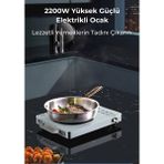 ROBO 2200W Dijital Dokunmatik Tekli Elektrikli Ocak – Tüm Tencere Tiplerine Uyumlu Beyaz Kristal Cam
