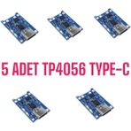 Robo Dünya TP4056 5 Adet Ters Akım Korumalı TP4056 18650 Type C Lityum Pil Şarj Devresi Type-C