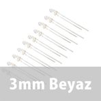 Robocombo 10 Adet 3 mm Şeffaf Beyaz Led
