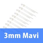 Robocombo 10 Adet 3 mm Şeffaf Mavi Diyot Led
