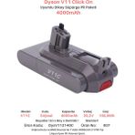 Robogil Dyson V11 Butonlu Kutu 4000MAH Uyumlu Batarya Dikey Süpürge Pili DYSV112140C