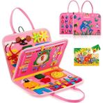 Robokids Robo Kids Montessori Keçe Eğitim Çantası Busy Board- Pembe 4 Sayfa Eğlenceli Tasarım