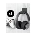 Roboqoq Asılabilir Kulaklık Standı 3 ADET Kulaklık Tutucu Masa Duvar Bantlı Ps4 Ps5 XBox Uyumlu Siyah