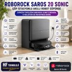 Roborock 100 ℃ Sıcak Suyla Kendi Kendine Istasyon Temizliği Yapan Saros 20 Sonic Çöp Istasyonlu Akıllı Robot Süpürge Siyah