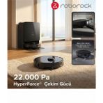 Roborock 8.2cm Ultra Ince Tasarım 22.000PA Rekor Emiş Gücü Sıcak Su Ile Mop Yıkayan ve Kurutan Istasyonlu Robot Süpürge - Siyah
