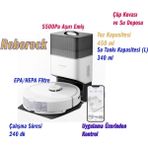 Roborock Premium Lüx Plus Beyaz Akıllı Robot Süpürge 1500 Pa Emiş Gücü Sert Zemin İçin Akıllı Haritalama Özelliği