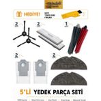 Roborock S8 Pro Ultra / S8 Plus Uyumlu 5’li Yedek Parça Seti | Filtre, Mop Bezi Siyah, Ana Fırça, Yan Fırça, Toz Torbası