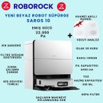 Roborock Saros 10 Akıllı Robot Süpürge + Huawei Vücut Analiz Akıllı Baskül Hediye - Beyaz
