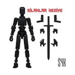 Robot 13 Dummy Siyah Siyah Tüm Eklemleri Hareketli Aksiyon Figürü Oyuncak