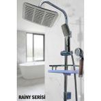 Robot Duş Seti Lüks Banyo Duş Takımları El ve Tepe Duş Başlığı Spiral Hortum Çeşitleri - Rainy Serisi