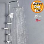 Robot Tepe Dus Seti Takimi Shower Yagmurlama Kare Banyo Masaj Dus Basligi Sistemi Krom