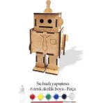 Robotik Şeyler Robot Kumbara Ahşap Boyanabilir Stem Set