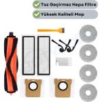 robotyedek Xiaomi Vacuum H50/H50 Pro Uyumlu Ana Fırça Hepa Filtre Yan Fırça Toz Torbası Mop Bezi-13 Adet