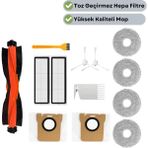 robotyedek Xiaomi X10 Plus X20 Plus Uyumlu Yedek Siyah Fırça Hepa Filtre Mop Toz Torbası Seti-13 Parça