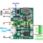 Roboyol Store TP4056 18650 Lityum Pil Şarj Micro USB Ayarlı Voltaj Yükseltici 3-7V To 27V Boost Step Up Lion Akü