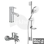 Roca Carelia Lavabo + Banyo Bataryası Ve Aurea Sürgülü Duş Takımı Seti - Krom A5da58ac0k