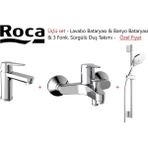 Roca Estaria 3'lü Banyo Seti - Banyo Batarya+Lavabo Batarya+Sürgülü El Duş Takımı - Gümüş