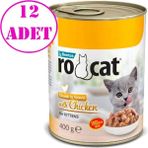 Rocat Kitten 400 gr x 12 Adet Tavuklu Yavru Kedi Konserve