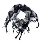 ROCK DADDY Estd 2000 ROCK HARD CLOTHING Fular, Baş Şalı Shemagh Palituch Taktik Arap Arafat Şal Üçgen Eşarp Filistinli PLO %100 Pamuk, Siyah / beyaz, 100x100cm
