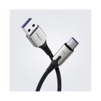 Rock M1 Type-C Metal Alaşımlı 66 W 6 A Siyah Hızlı Şarj ve Senkronizasyon Kablosu