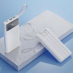Rock P79 Pro PD 20W 10000 mAh. Dijital Ekran Göstergeli Dahili Kablolu Power Bank Beyaz