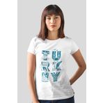 Rock & Roll 1M1BW162FB Türkiye Harfler Beyaz Kısa Kollu Kadın T-Shirt