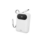 Rock Y11 Mini PD 22.5W 20000 mAh Dijital Ekran Göstergeli Dahili Kablolu Power Bank, Beyaz