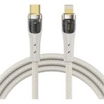 Rock Z21 33W Type-C to Lightning PD 3 A 1.2 m Bej Altın Uçlu Örgü Şarj ve Data Kablosu