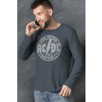 ROCKANDROLL Dairede Acdc Bisiklet Yaka Uzun Kollu Antrasit Erkek Penye T-shirt