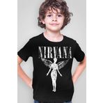 ROCKANDROLL Erkek Çocuk Siyah Melek Nirvana Kısa Kollu T-shirt